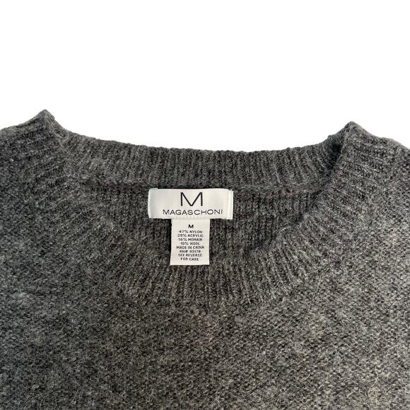 Magaschoni Mohair Wool Sweater Gray Marled Long Sleeve Crewneck Size M Warm Cozy - Picture 10 of 11